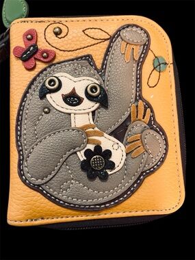 CHALA Leather wallet. NWOT. Pebbled Leather. Koala leather appliqué EC